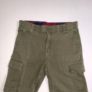 Levi's Boys Khaki Cargo Flat Front Shorts Olive Green Size 14 W 27